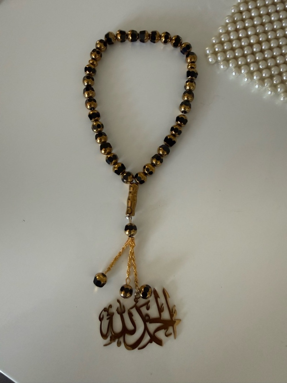 Gold and Black Beaded Islamic Pendant Tasbe